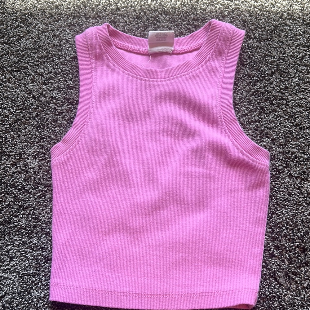 Full Tilt Pink Tank Top Crew Neck Fitted